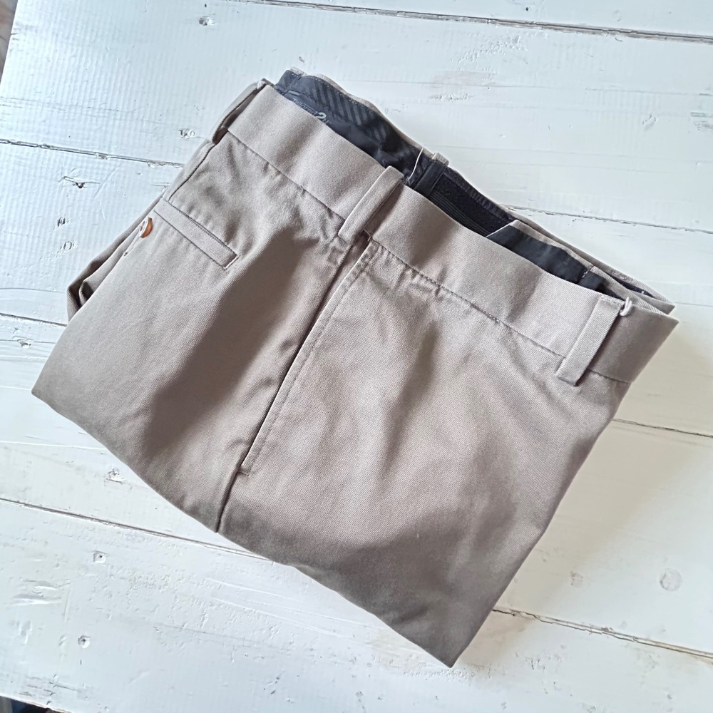 Savane Mens Dress Pants 38x32 Beige Cotton Blend Tailored 2‎ Comfort Waist